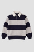 Rugby Zip Sweat Grey\Navy
